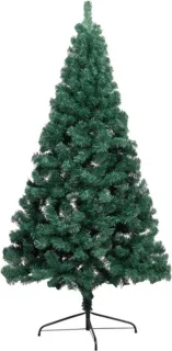 vidaXL - Kunstkerstboom - met - standaard - half - 210 - cm - PVC - groen