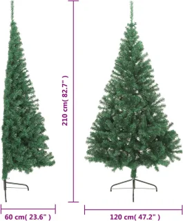 vidaXL - Kunstkerstboom - met - standaard - half - 210 - cm - PVC - groen