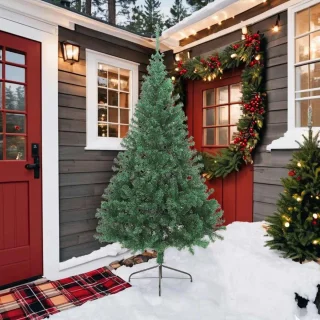 vidaXL - Kunstkerstboom - met - standaard - half - 210 - cm - PVC - groen