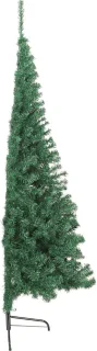 vidaXL - Kunstkerstboom - met - standaard - half - 210 - cm - PVC - groen