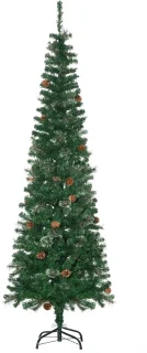 Pugsdrly Kunstkerstboom, slank, dennenappels, brandvertragend, 54 x 195 cm, groen
