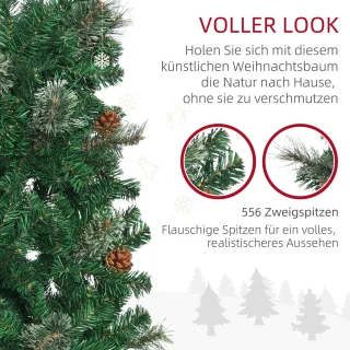 Pugsdrly Kunstkerstboom, slank, dennenappels, brandvertragend, 54 x 195 cm, groen