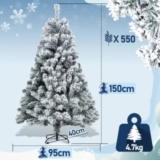 Kunstkerstboom -- Sneeuwde dennenboom - Kunstboom - PVC naalden - Metalen standaard - Inklapsysteem - Kerstmis - Feestdagen - Kerstboom - 150 cm