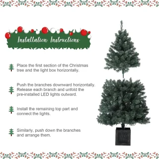 Kunstkerstbomen met verlichting- Green Pot Prelit - 145 cm - PVC -300 Led Lampjes - 410 Takken