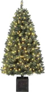 Kunstkerstbomen met verlichting- Green Pot Prelit - 145 cm - PVC -300 Led Lampjes - 410 Takken