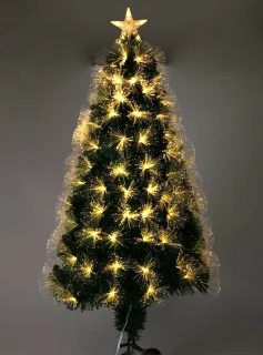 Kerstboom met Fiber Optic Verlichting - 90 cm - Warm Wit -8 Lichtfuncties- Kunststof Voet-geheugen