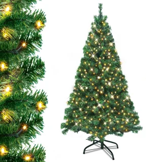 LED Kerstboom 210cm Met Warmwitte Lampjes 8 Lichtmodi Automatisch Opvouwbaar IP44 Binnen Kerstdecoratie Met Standaard