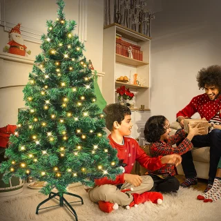 LED Kerstboom 210cm Met Warmwitte Lampjes 8 Lichtmodi Automatisch Opvouwbaar IP44 Binnen Kerstdecoratie Met Standaard