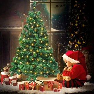 LED Kerstboom 210cm Met Warmwitte Lampjes 8 Lichtmodi Automatisch Opvouwbaar IP44 Binnen Kerstdecoratie Met Standaard