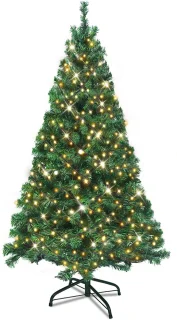 LED Kerstboom 210cm Met Warmwitte Lampjes 8 Lichtmodi Automatisch Opvouwbaar IP44 Binnen Kerstdecoratie Met Standaard