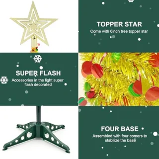 Pop-up Kunstkerstboom 1,2 m - Opvouwbaar met Kleurrijke Glitterslingers voor Feestdecoratie