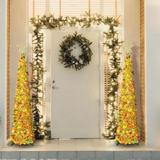 Pop-up Kunstkerstboom 1,2 m - Opvouwbaar met Kleurrijke Glitterslingers voor Feestdecoratie
