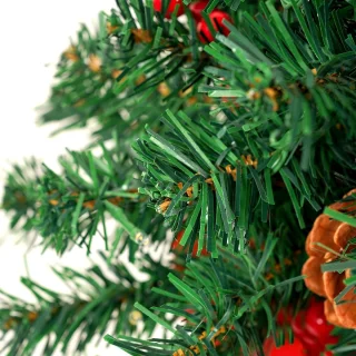 Uten Luxe uitvoering Mini Kerstboom - mini kerstboompje met verlichting - 50 lampen - Mini kerstboom met decoratie - Dennenappels en Besjes - kleine kerstboom - H60 x Ø38 cm