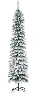 Künstlicher Weihnachtsbaum, schneebedeckt, schmales Design, feuerfest, 180 cm, Grün/Weiß