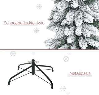 Künstlicher Weihnachtsbaum, schneebedeckt, schmales Design, feuerfest, 180 cm, Grün/Weiß