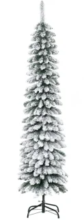 Künstlicher Weihnachtsbaum, schneebedeckt, schmales Design, feuerfest, 180 cm, Grün/Weiß