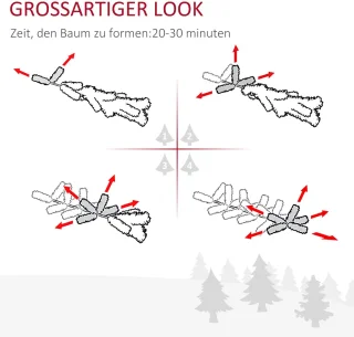 Pugsdrly Kunstmatige kerstboom 180 cm Kunstmatige dennenboom met ledverlichting, sneeuw, 618 punten Kerstboom Kerstversiering incl. stalen standaard voor binnen