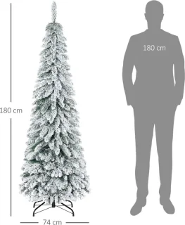 Kunst Kerstboom - Smal Model Kerst Boom - Doorsnede 74CM - 180CM Hoog - Met Sneeuw - Opvouwbaar - 3 Delen -
