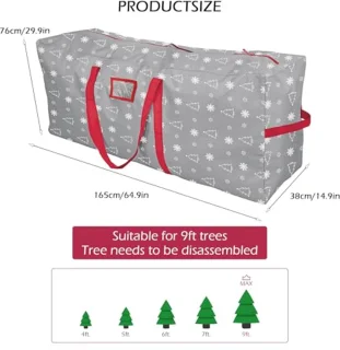Grote Kerstboom Opbergtas 9 ft met Handgrepen en Dubbele Rits - Waterdichte Opbergtas voor Kunstkerstbomen