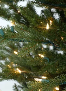 Göteborg verlichte kunstkerstboom - 183 cm - Donkergroen - Ø114 cm - 1655 tips - 300 ledlampjes (warm wit) - Houten voet