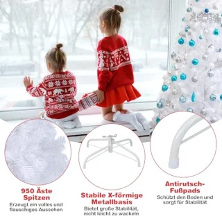 Witte Kunstkerstboom met Staalstandaard - Beschikbaar in 150/180/210/240 cm - Binnen Kerstdecoratie