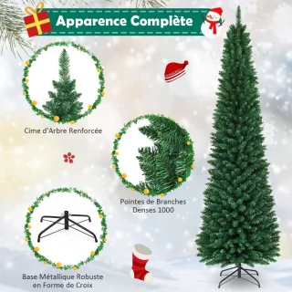 Kunstkerstboom 243 cm – 1000 Takken – Groene PVC Naalden – Metalen Standaard – Natuurlijke Kerstboom