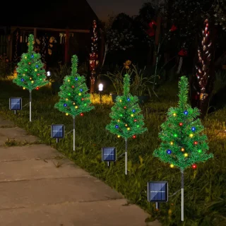 Kleine Kunstkerstboompjes Zonneenergie Kerstverlichting Waterdicht 4W 80LEDs Buitenverlichting Tuinverlichting Kerstdecoratieverlichting