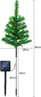 Kleine Kunstkerstboompjes Zonneenergie Kerstverlichting Waterdicht 4W 80LEDs Buitenverlichting Tuinverlichting Kerstdecoratieverlichting