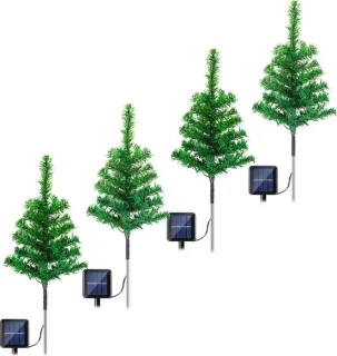 Kleine Kunstkerstboompjes Zonneenergie Kerstverlichting Waterdicht 4W 80LEDs Buitenverlichting Tuinverlichting Kerstdecoratieverlichting