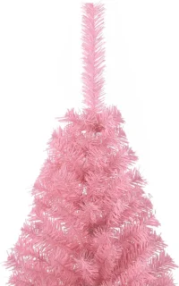 vidaXL - Kunstkerstboom - met - standaard - half - 120 - cm - PVC - roze