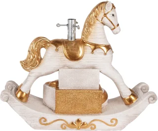 Clayre & Eef Kerstboom Standaard Hobbelpaard 73x21x61 cm Wit Keramisch materiaal