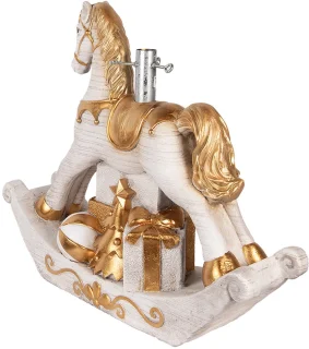 Clayre & Eef Kerstboom Standaard Hobbelpaard 73x21x61 cm Wit Keramisch materiaal