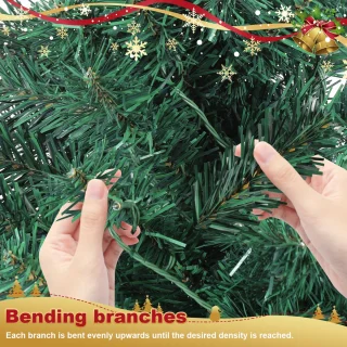 150 cm Kunstkerstboom - Realistische Kunststof Kerstboom - Metalen Standaard - Zonder Verlichting - Groen
