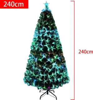 LED Kerstboom 240 cm met Gekleurde Lampen en Metalen Standaard Kunstkerstboom voor Binnen en Feest