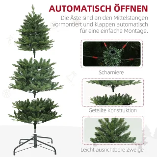 Kunstmatige Kerstboom, 180 Cm Kerstboom Met 818 Punten, Snelmontage Vouwsysteem, Stalen Standaard, Voor Kerstdecoratie, Binnen, Groen