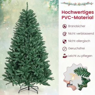 COSTWAY 180/225/275 cm kunstkerstboom, dennenboom met metalen standaard, kunstboom, kerstboom, klapsysteem, pvc-naalden, ideaal voor thuis, kantoor, winkels en hotels, groen (180 cm)