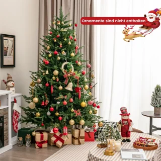 COSTWAY 210 cm kunstkerstboom verlicht, opklapbare kerstboom met 8 lichtmodi, 380 warmwitte ledlampen, 1130 takken van PE en pvc, dennenboom, kunstboom Kerstmis, groen