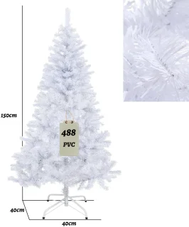 150cm kunstkerstboom, met standaard, kunstboom, kerstboom, pvc-naalden, ideaal voor thuis, kantoor, winkels en hotels, wit