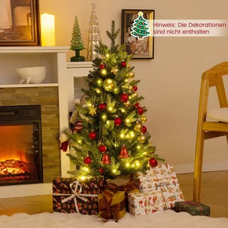 COSTWAY 90 cm kunstkerstboom met verlichting, kleine dennenboom, tafelkerstboom met 50 warm-witte ledlampen en timer voor kerstdecoratie, groen