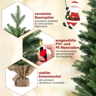 COSTWAY 90 cm kunstkerstboom met verlichting, kleine dennenboom, tafelkerstboom met 50 warm-witte ledlampen en timer voor kerstdecoratie, groen