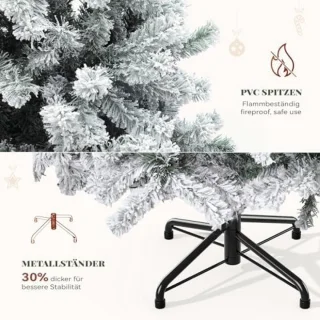 Kunstmatige Kerstboom 180 cm met Sneeuw Effect - Pop-up Kerstboom met Metaal Frame, 880 Takken, Eenvoudige Montage, Vlamvertragend - Voor Binnen Decoratie