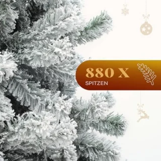 Kunstmatige Kerstboom 180 cm met Sneeuw Effect - Pop-up Kerstboom met Metaal Frame, 880 Takken, Eenvoudige Montage, Vlamvertragend - Voor Binnen Decoratie