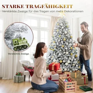 Kunstmatige Kerstboom 180 cm met Sneeuw Effect - Pop-up Kerstboom met Metaal Frame, 880 Takken, Eenvoudige Montage, Vlamvertragend - Voor Binnen Decoratie