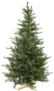 Göteborg verlichte kunstkerstboom - 228 cm - Donkergroen - Ø137 cm - 3059 tips - 600 ledlampjes (warm wit) - Houten voet