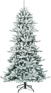 COSTWAY Kunstpotloden, 210 cm, met dennenappels, sneeuwbedekte dennenboom met metalen standaard, kerstboom 1108 punten PVC naalden, kunstboom Kerstmis inklapsysteem