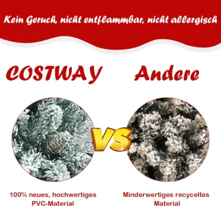 COSTWAY Kunstpotloden, 210 cm, met dennenappels, sneeuwbedekte dennenboom met metalen standaard, kerstboom 1108 punten PVC naalden, kunstboom Kerstmis inklapsysteem