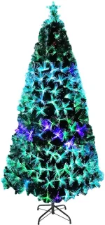 Kunstkerstboom met verlichting 240cm met dennennaalden en sparrenvezels kleurrijke glasvezel LED-kleurveranderende kerstboom kantoor thuis kerstversiering met standaard