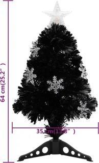 vidaXL - Kerstboom - met - LED-sneeuwvlokken - 64 - cm - glasvezel - zwart