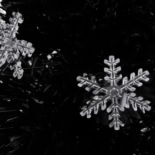vidaXL - Kerstboom - met - LED-sneeuwvlokken - 64 - cm - glasvezel - zwart