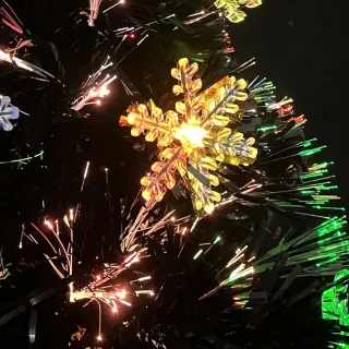 vidaXL - Kerstboom - met - LED-sneeuwvlokken - 64 - cm - glasvezel - zwart